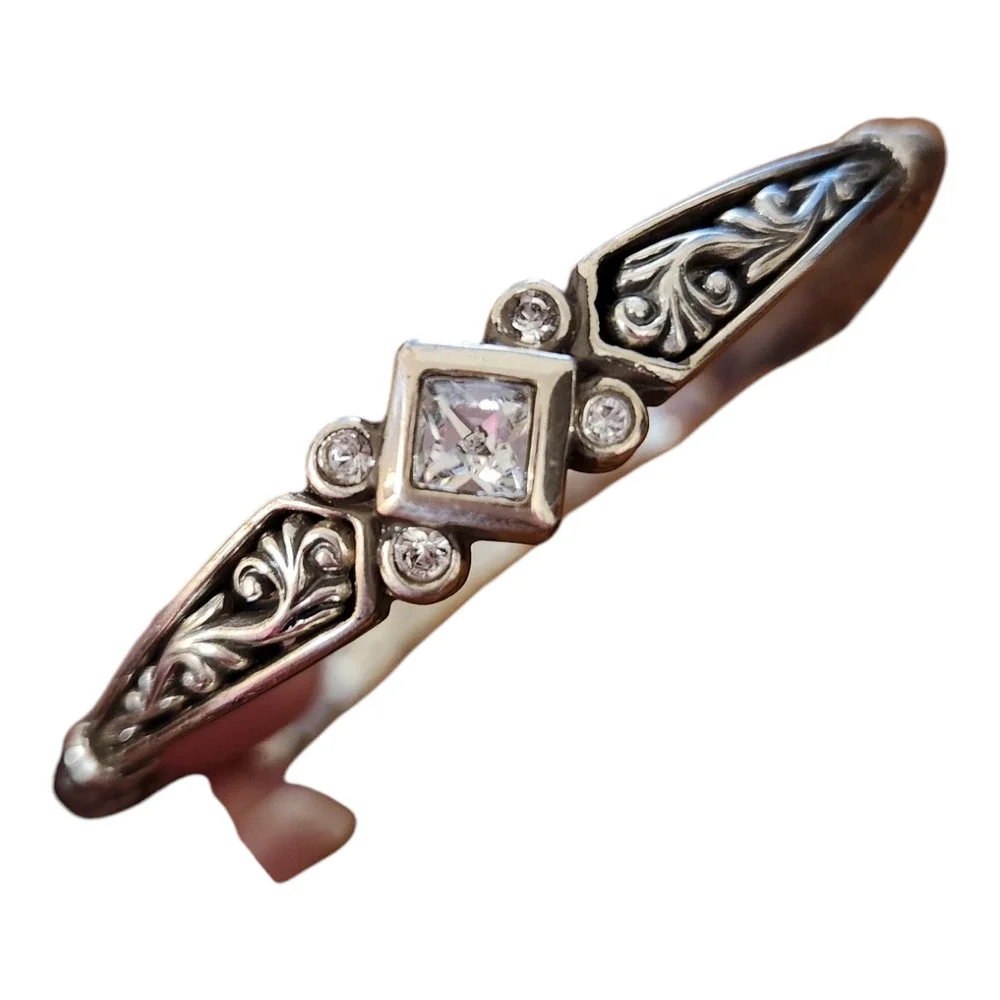 Brighton Zoe clear Swarovski crystal‎ silverplated bangle bracelet